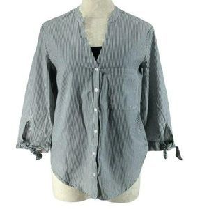 Kensie Jeans Striped Button Down Shirt‎ Bow Sleeve Small
